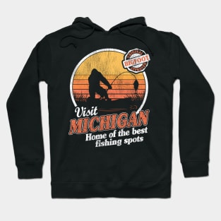 Funny Bigfoot Sasquatch Fishing Gift Vintage Retro Hoodie